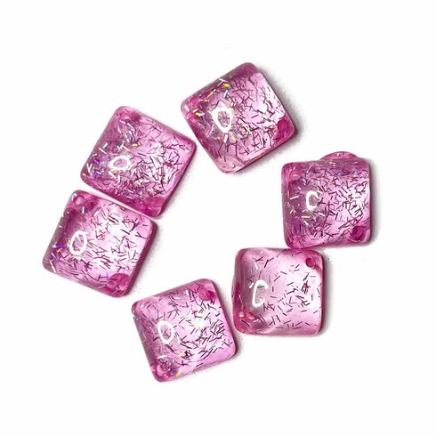 Pink Color Square Shape Acrylic Button Set Of 10
